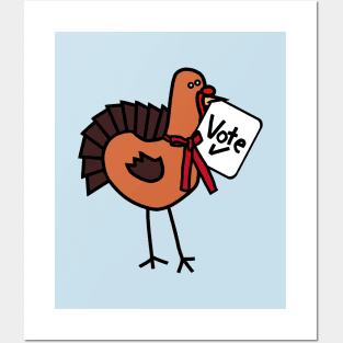 Cute Thanksgiving Turkey with Vote Sign Posters and Art